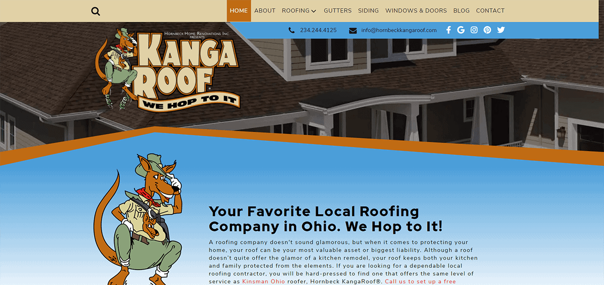 Hornbeck Kanga Roof Website Screenshot