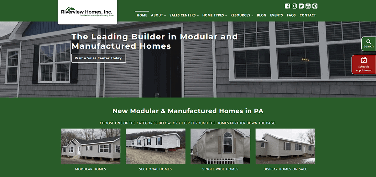 Riverview Homes Inc. Website Screenshot